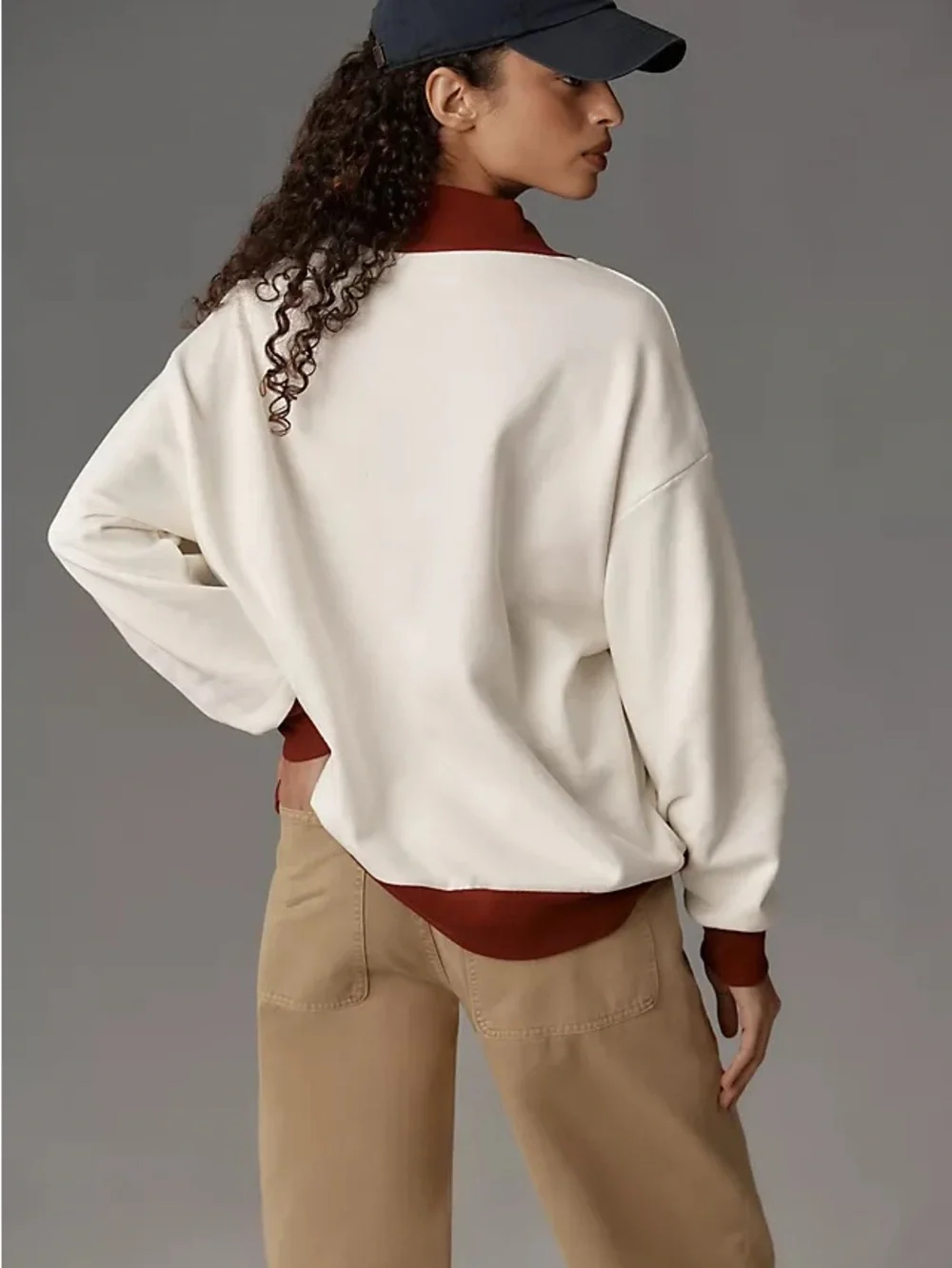 Anthropologie Crewneck Sweatshirt with Rust Trim - Women